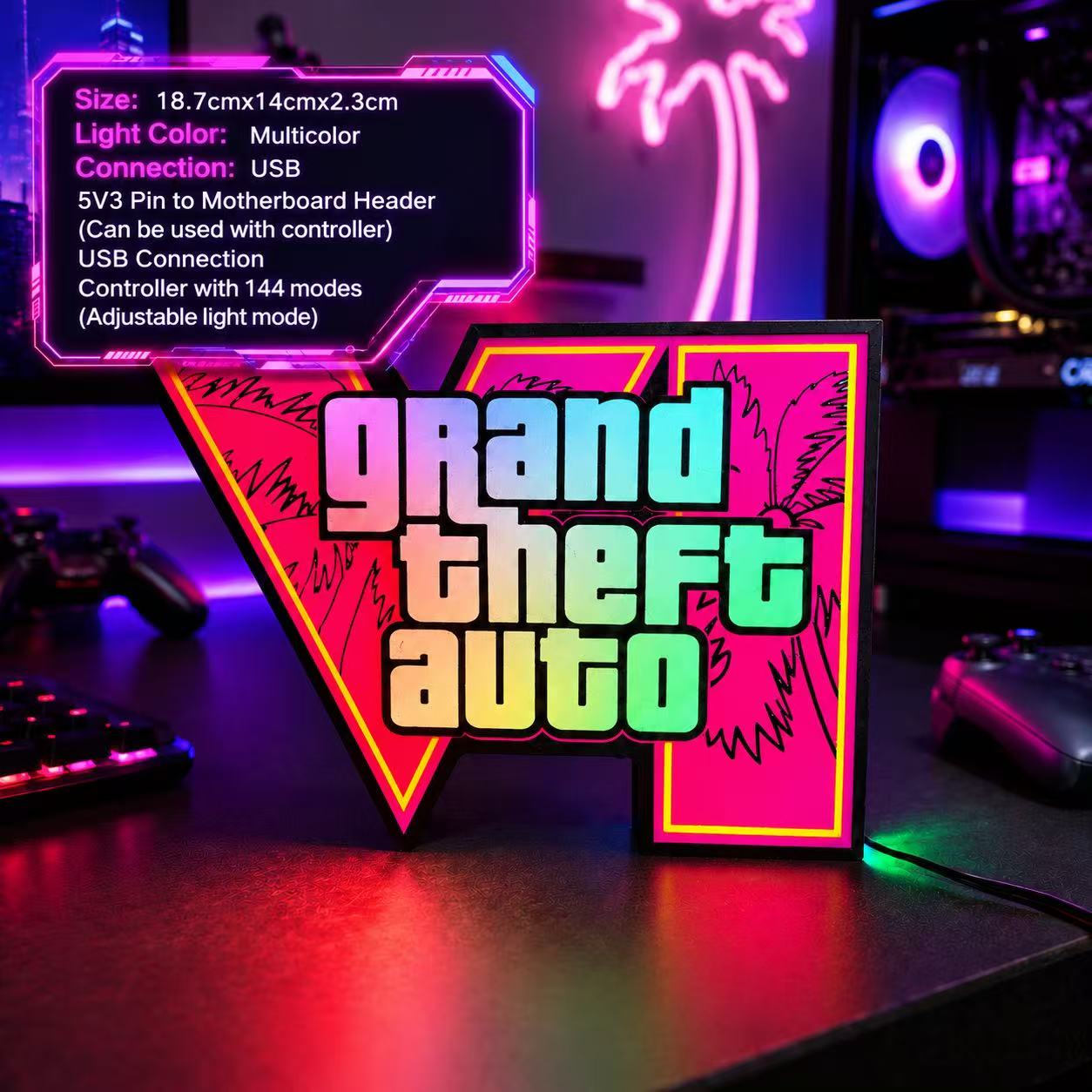 Desk Setup Lamp - 2026 Yeni GTA 6 Horizon Ortam