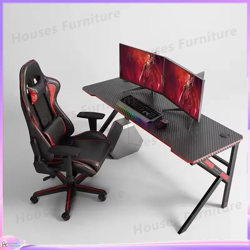 Desk Setup L Shaped - Ayarlanabilir Yükseklikli RGB LED Oyuncu Masası,