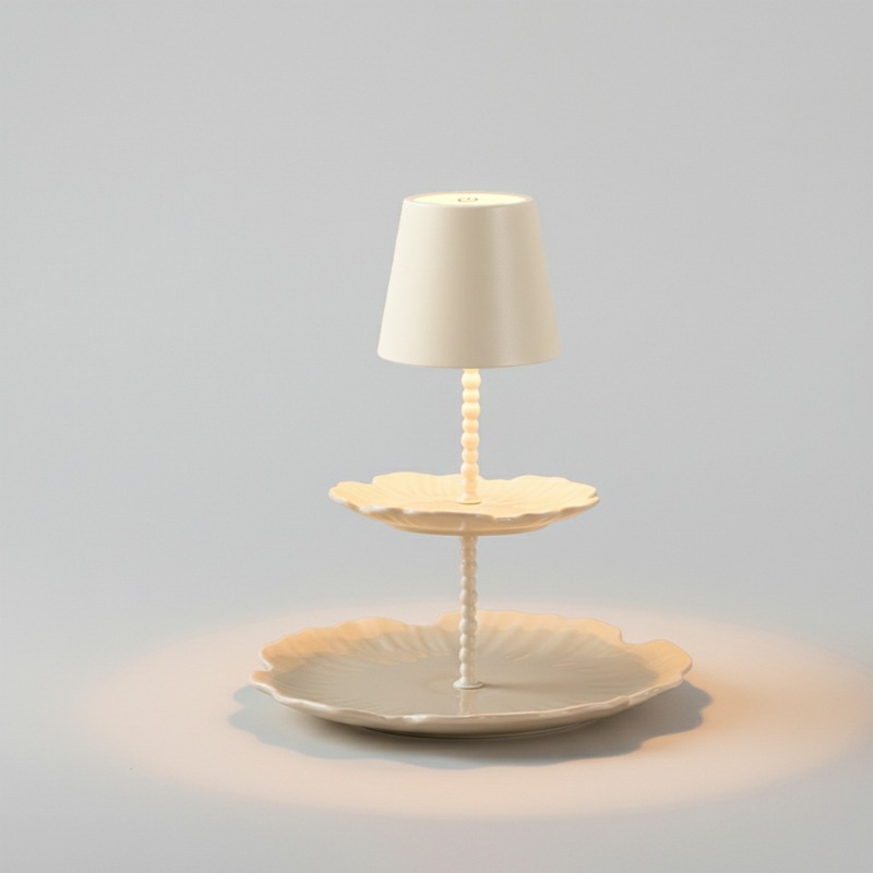 Desk Setup Lamp - Panel Masa Lambası Krem Beyaz Seramik