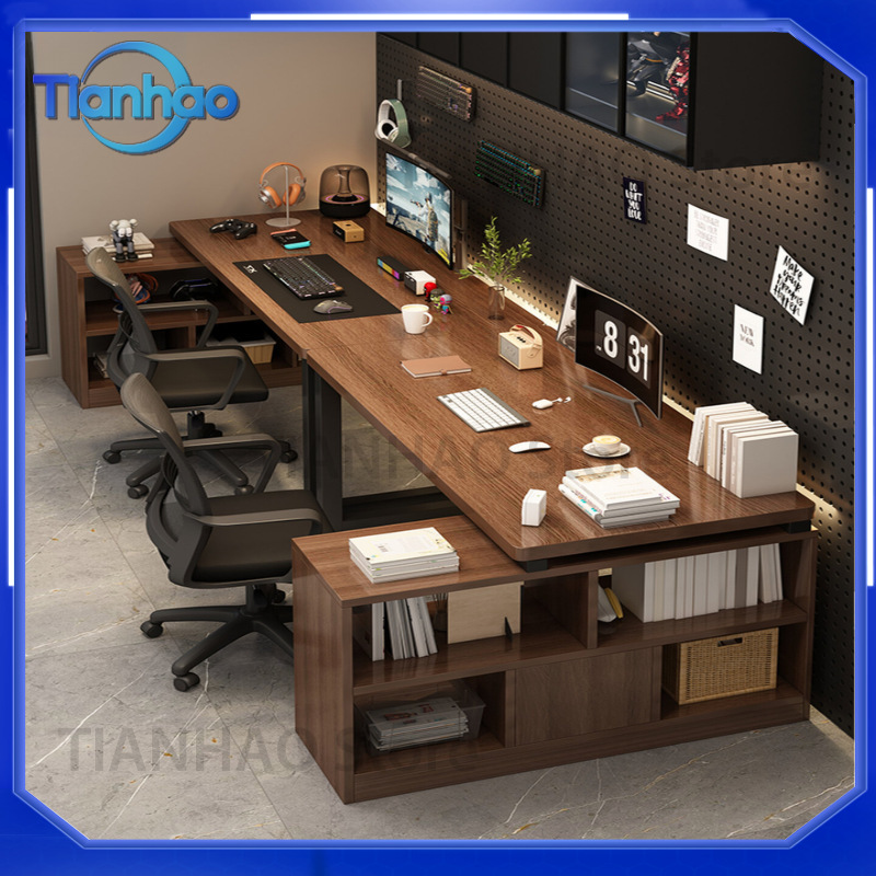 L Şeklinde Kitaplıklı Çift Mon - Desk Setup L Shaped incelemesi ve fiyatı